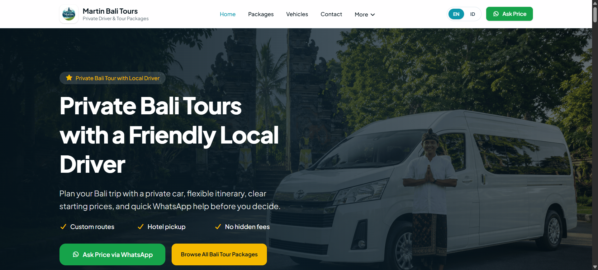 Contoh pekerjaan Martin Bali Tours